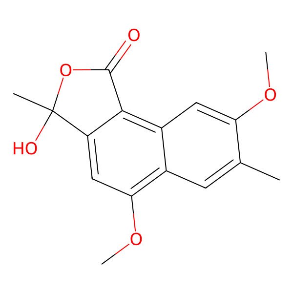 2D Structure of Naphtho[1,2-c]furan-1(3H)-one, 3-hydroxy-5,8-dimethoxy-3,7-dimethyl-