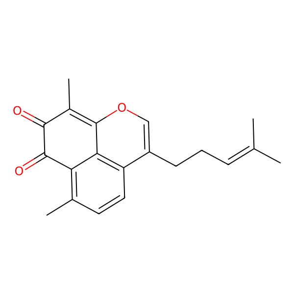 2D Structure of NAPHTHO(1,8-bc)PYRAN-7,8-DIONE, 6,9-DIMETHYL-3-(4-METHYL-3-PENTENYL)-