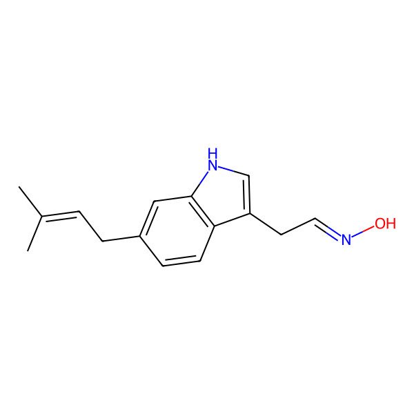 2D Structure of (NE)-N-[2-[6-(3-methylbut-2-enyl)-1H-indol-3-yl]ethylidene]hydroxylamine