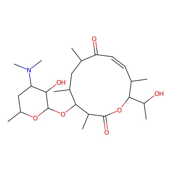 2D Structure of (3R,4S,5S,7R,9E,11R,12S)-12-((1R)-1-Hydroxyethyl)-3,5,7,11-tetramethyl-4-((3,4,6-trideoxy-3-(dimethylamino)-beta-D-xylo-hexopyranosyl)oxy)oxacyclododec-9-ene-2,8-dione