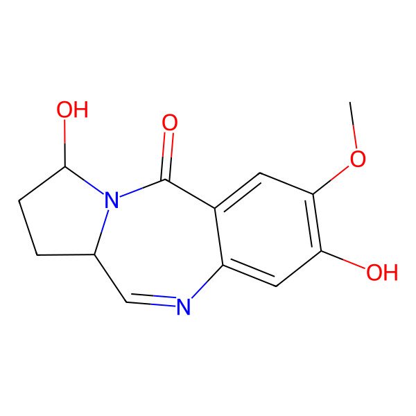 2D Structure of (3S,11aS)-1,2,3,11a-Tetrahydro-3,8-dihydroxy-7-methoxy-5H-pyrrolo(2,1-c)(1,4)benzodiazepin-5-one
