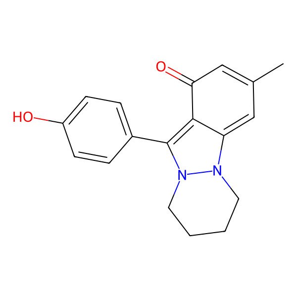 2D Structure of 6,7,8,9-Tetrahydro-11-(4-hydroxyphenyl)-3-methyl-1H-pyridazino(1,2-a)indazol-1-one