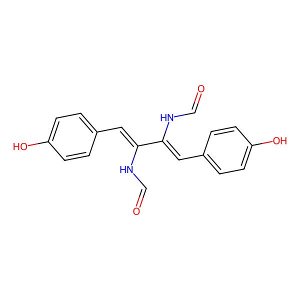 2D Structure of N,N'-((1Z,3Z)-1,4-bis(4-hydroxyphenyl)buta-1,3-diene-2,3-diyl)diformamide