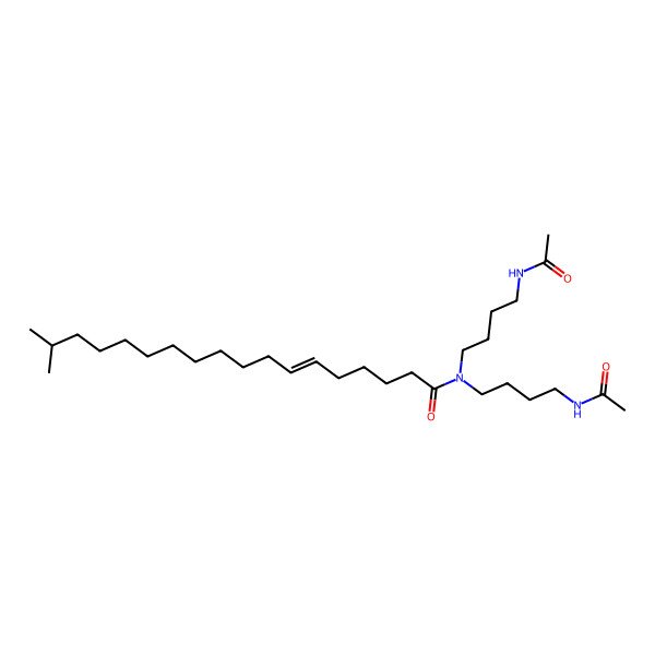 2D Structure of N,N-bis(4-acetamidobutyl)-17-methyloctadec-6-enamide
