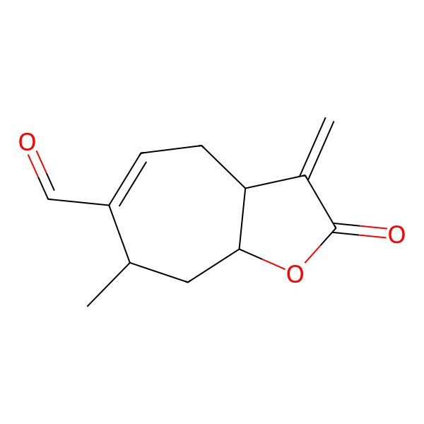 2D Structure of (3aR,7S,8aS)-7-methyl-3-methylidene-2-oxo-4,7,8,8a-tetrahydro-3aH-cyclohepta[b]furan-6-carbaldehyde