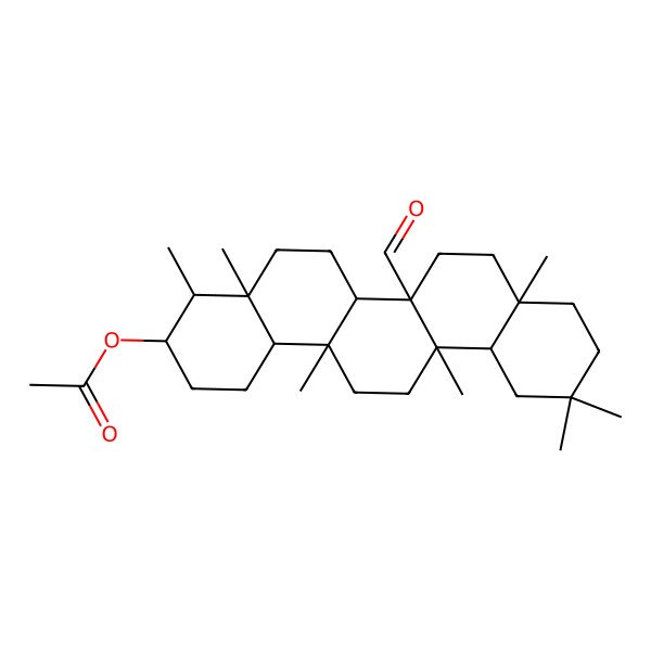 2D Structure of [(3S,4R,4aS,6aS,6aS,6bS,8aR,12aR,14aS,14bS)-6b-formyl-4,4a,6a,8a,11,11,14a-heptamethyl-1,2,3,4,5,6,6a,7,8,9,10,12,12a,13,14,14b-hexadecahydropicen-3-yl] acetate