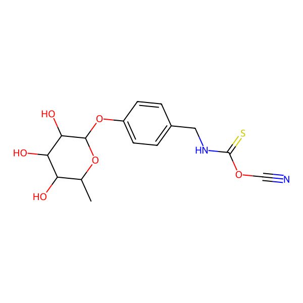 2D Structure of O-cyano N-[[4-(3,4,5-trihydroxy-6-methyloxan-2-yl)oxyphenyl]methyl]carbamothioate
