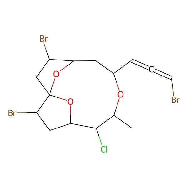 2D Structure of (1R,2S,4R,5S,6S,8S,10S,11R)-2,11-dibromo-8-(3-bromopropa-1,2-dienyl)-5-chloro-6-methyl-7,13,14-trioxatricyclo[8.2.1.11,4]tetradecane