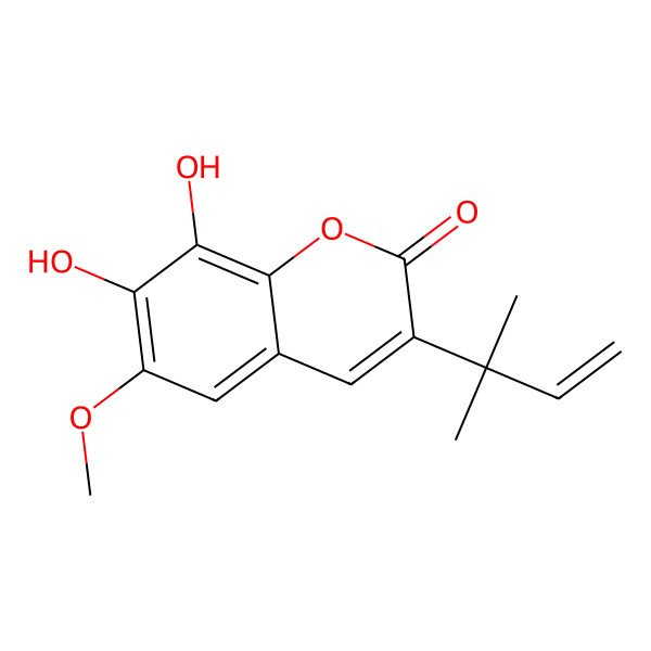 2D Structure of 3-(1,1-Dimethylprop-2-enyl)-7,8-dihydroxy-6-methoxychromen-2-one