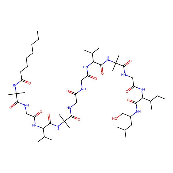 2D Structure of octanoyl-Aib-Gly-Val-Aib-Gly-Gly-Val-Aib-Gly-Ile-Leu-ol