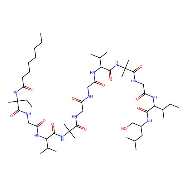2D Structure of octanoyl-D-Iva-Gly-Val-Aib-Gly-Gly-Val-Aib-Gly-Ile-Leu-ol