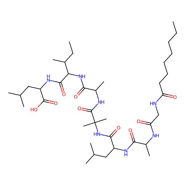 2D Structure of octanoyl-Gly-DL-Ala-DL-Leu-Aib-DL-Ala-DL-xiIle-DL-Leu-OH