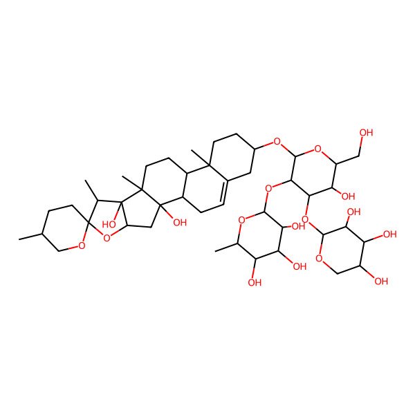 2D Structure of Ophiogenin-3-O-alpha-L-rhaMnopyranosyl(1-->2)[beta-D-xylopyranosyl(1-->3)]-beta-D-glucopyranoside