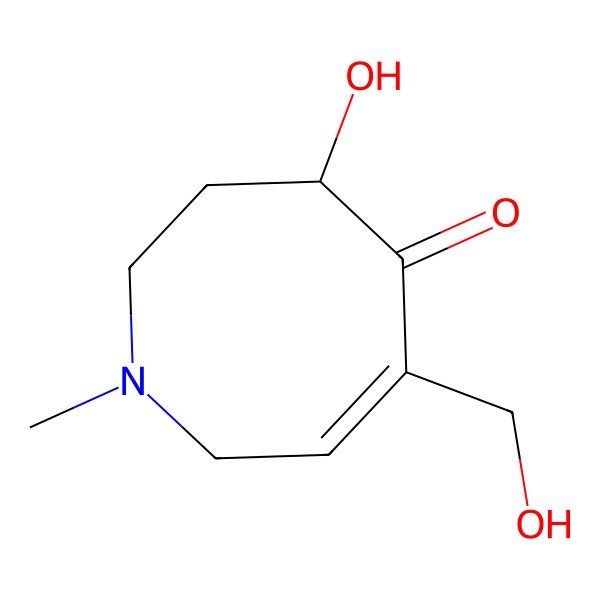 2D Structure of (3Z,6R)-6-hydroxy-4-(hydroxymethyl)-1-methyl-1,2,5,6,7,8-hexahydroazocin-5-one