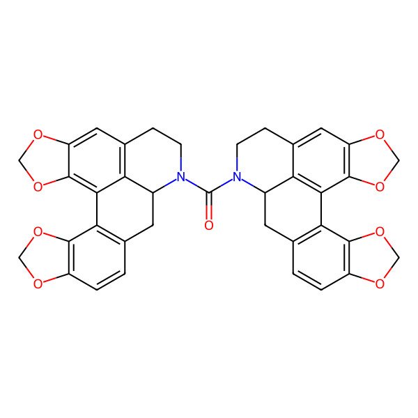 2D Structure of bis[(12S)-4,6,19,21-tetraoxa-13-azahexacyclo[10.10.1.02,10.03,7.016,23.018,22]tricosa-1(23),2(10),3(7),8,16,18(22)-hexaen-13-yl]methanone
