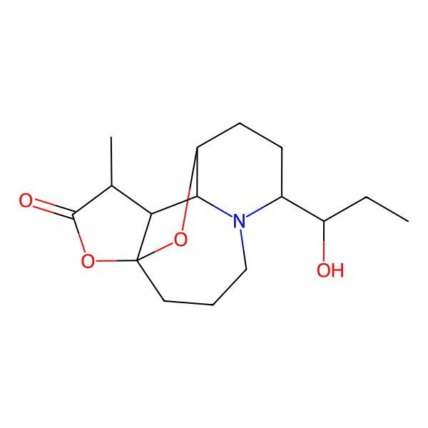 2D Structure of (1R,6R,9S,10R,11R,12S)-6-[(1S)-1-hydroxypropyl]-12-methyl-14,15-dioxa-5-azatetracyclo[7.5.1.01,11.05,10]pentadecan-13-one