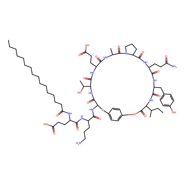 2D Structure of palmitoyl-DL-Glu-DL-Orn-DL-Tyr(1)-DL-xiThr-DL-Glu-DL-Ala-DL-Pro-DL-Gln-DL-Tyr-DL-xiIle-(1)