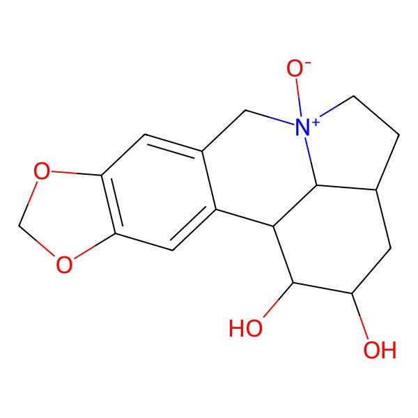 2D Structure of (1S,15R,17R,18S,19R)-12-oxido-5,7-dioxa-12-azoniapentacyclo[10.6.1.02,10.04,8.015,19]nonadeca-2,4(8),9-triene-17,18-diol