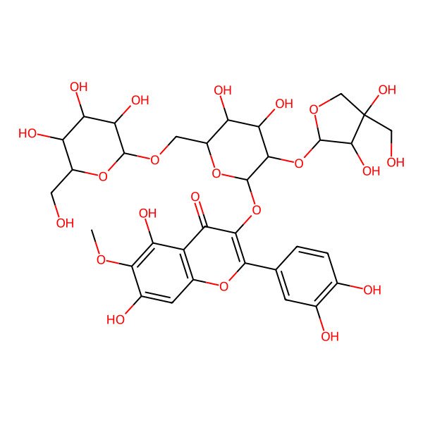 2D Structure of Patuletin 3-glucosyl-(1->6)[apiosyl-(1->2)-glucoside]
