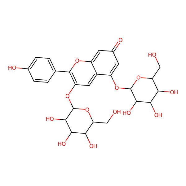 2D Structure of pelargonidin-3,5-di-O-beta-D-glucoside 2D Structure of pelargonidin-3,5-di-O-beta-D-glucoside