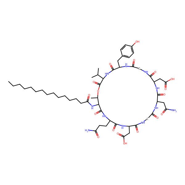 2D Structure of pentadecanoyl-DL-xiThr(1)-DL-Gln-DL-Asp-Gly-DL-Asn-DL-Asp-Gly-DL-Tyr-DL-Val-(1)