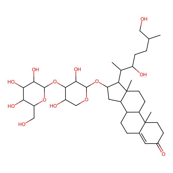 2D Structure of (8S,9S,10R,13S,14S,16S,17R)-17-[(2S,3S,6S)-3,7-dihydroxy-6-methylheptan-2-yl]-16-[(2S,3R,4S,5R)-3,5-dihydroxy-4-[(2S,3R,4S,5S,6R)-3,4,5-trihydroxy-6-(hydroxymethyl)oxan-2-yl]oxyoxan-2-yl]oxy-10,13-dimethyl-1,2,6,7,8,9,11,12,14,15,16,17-dodecahydrocyclopenta[a]phenanthren-3-one