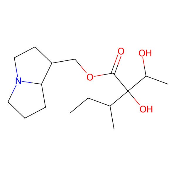2D Structure of Pentanoic acid, 2-hydroxy-2-(1-hydroxyethyl)-3-methyl-, (hexahydro-1H-pyrrolizin-1-yl)methyl ester