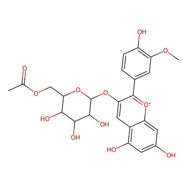 2D Structure of Peonidin 3-(6''-acetyl-galactoside) 2D Structure of Peonidin 3-(6''-acetyl-galactoside)