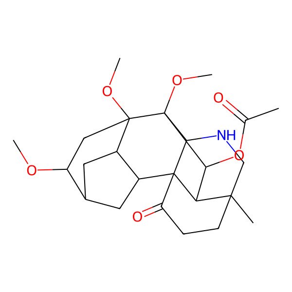 2D Structure of [(1S,2R,3S,5S,6S,8R,9S,10S,13R,17R,18R)-6,8,9-trimethoxy-13-methyl-16-oxo-11-azahexacyclo[7.7.2.12,5.01,10.03,8.013,17]nonadecan-18-yl] acetate