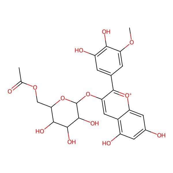 2D Structure of Petunidin 3-O-(6''-acetyl-galactoside)