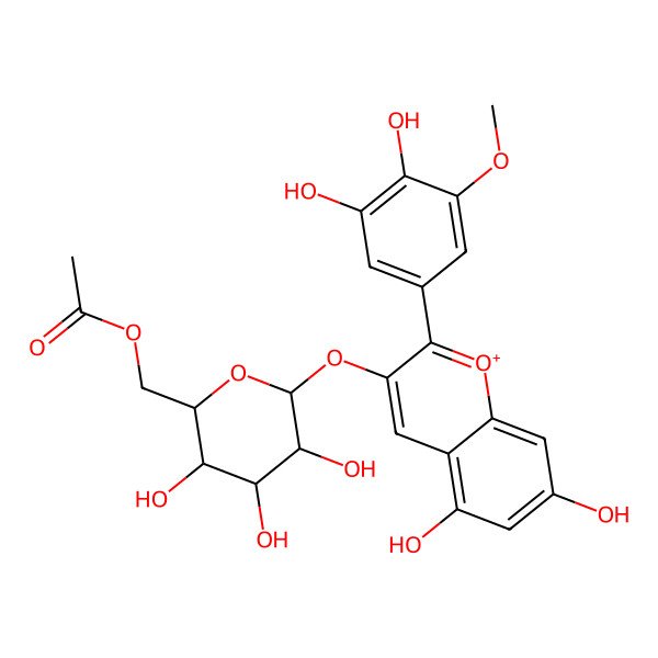 2D Structure of Petunidin 3-O-(6''-acetyl-glucoside) 2D Structure of Petunidin 3-O-(6''-acetyl-glucoside)