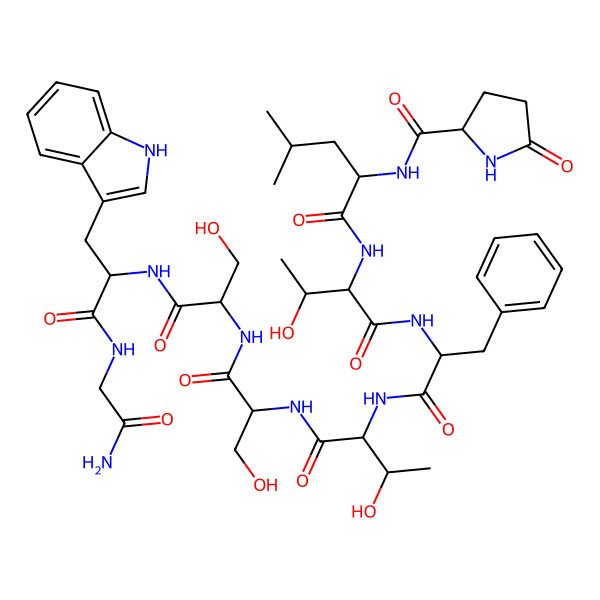 2D Structure of pGlu-Leu-Thr-Phe-Thr-Ser-Ser-Trp-GlyNH2
