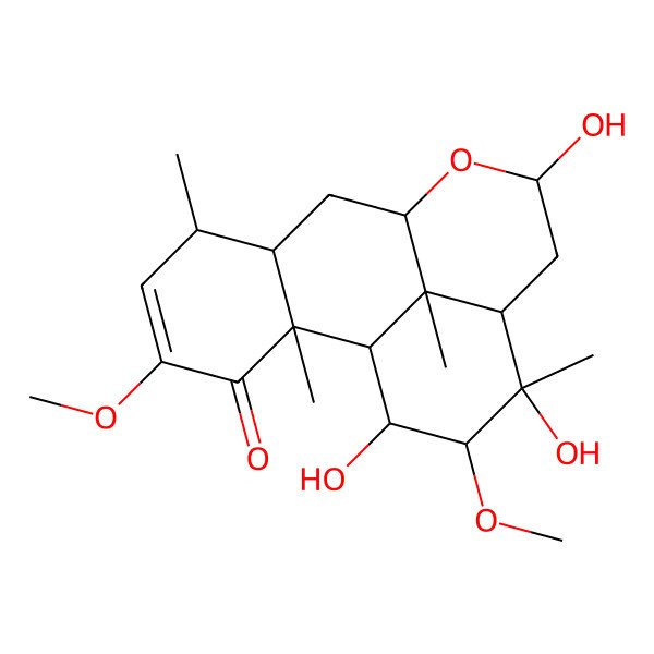 2D Structure of Picras-2-en-1-one, 11,13,16-trihydroxy-2,12-dimethoxy-, (11alpha,12beta)- 2D Structure of Picras-2-en-1-one, 11,13,16-trihydroxy-2,12-dimethoxy-, (11alpha,12beta)-