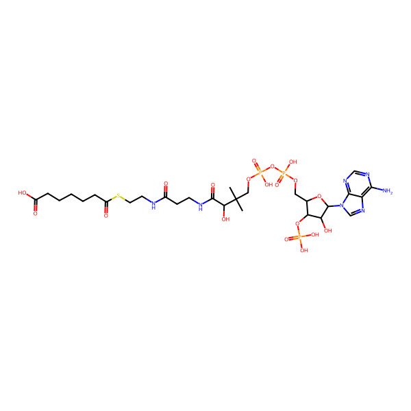 2D Structure of Coenzyme A, S-(hydrogen heptanedioate)