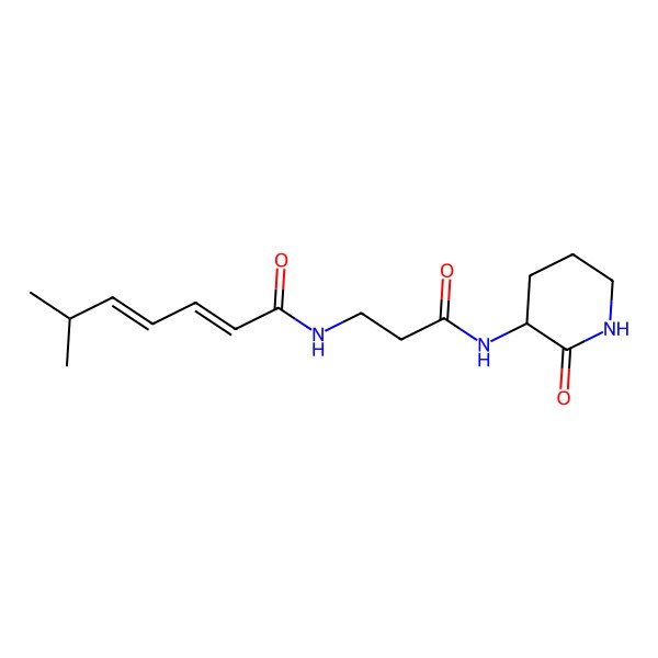 2D Structure of (2Z,4E)-6-methyl-N-[3-oxo-3-[[(3S)-2-oxopiperidin-3-yl]amino]propyl]hepta-2,4-dienamide