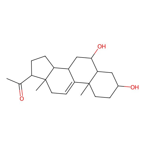 2D Structure of Pregn-9(11)-en-20-one, 3,6-dihydroxy-, (3beta,5alpha,6alpha,17alpha)-