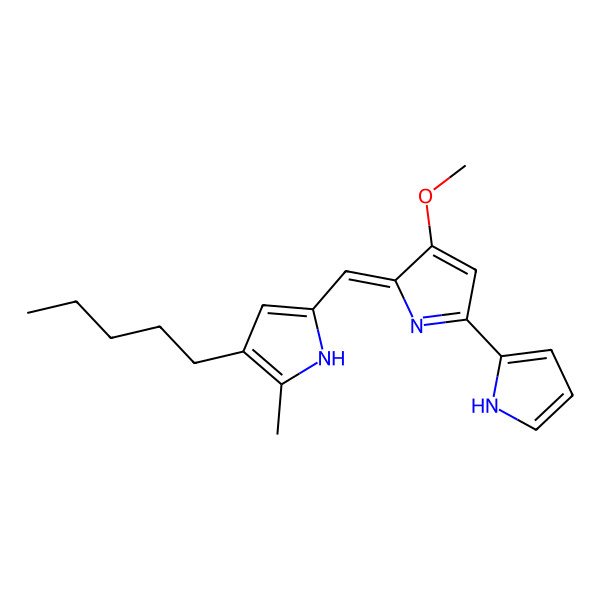 2D Structure of 2,2'-Bipyrrole, 4-methoxy-5-((5-methyl-4-pentyl-2H-pyrrol-2-ylidene)methyl)-