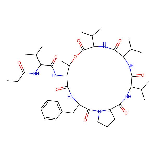 2D Structure of propionyl-DL-Val-DL-xiThr(1)-DL-Phe-DL-Pro-DL-Val-DL-Val-DL-Val-(1)