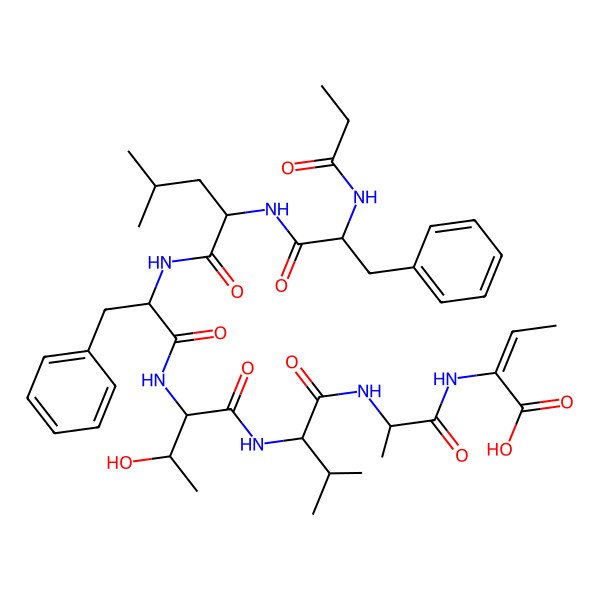 2D Structure of propionyl-Phe-D-Leu-Phe-D-aThr-Val-Ala-Abu(2,3-dehydro)-OH