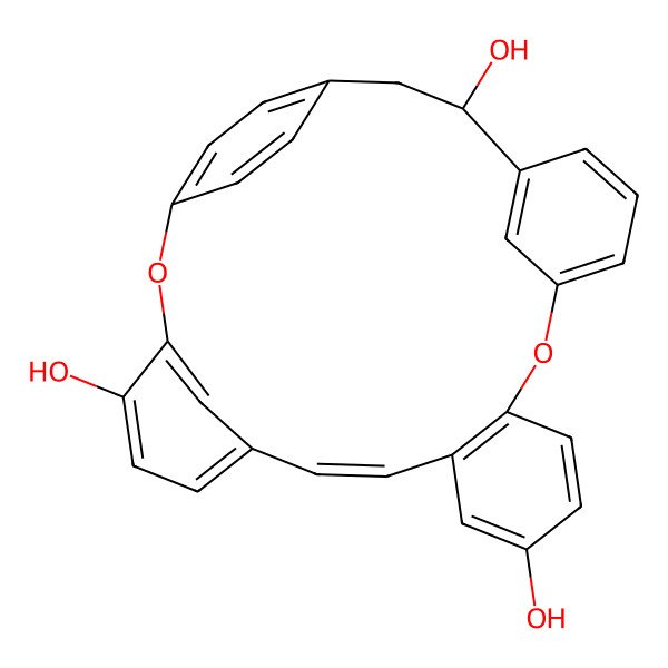 2D Structure of (8Z)-2,16-dioxapentacyclo[22.2.2.13,7.117,21.010,15]triaconta-1(26),3,5,7(30),8,10(15),11,13,17,19,21(29),24,27-tridecaene-4,12,22-triol