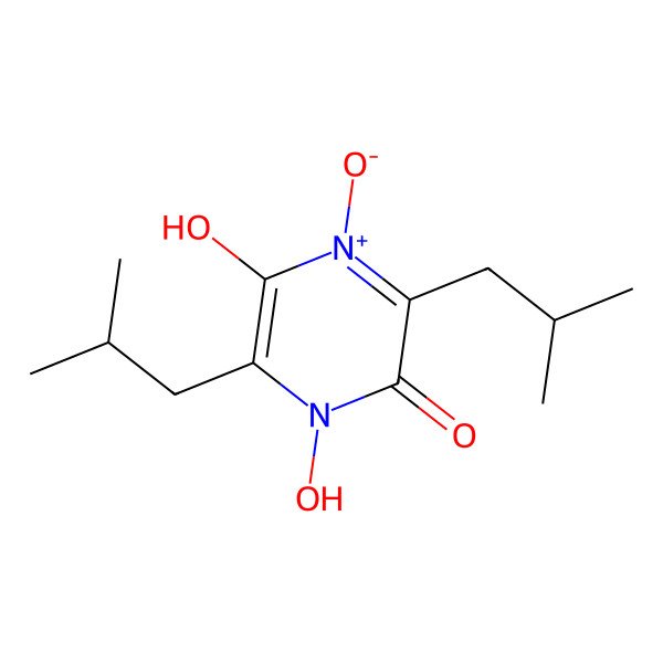 2D Structure of 1,5-Dihydroxy-3,6-bis(2-methylpropyl)-4-oxo-4lambda~5~-pyrazin-2(1H)-one