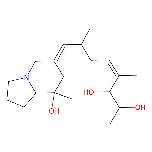2D Structure of 4-Octene-2,3-diol, 8-((8S,8aS)-hexahydro-8-hydroxy-8-methyl-6(5H)-indolizinylidene)-4,7-dimethyl-, (2R,3R,4E,7R,8Z)-
