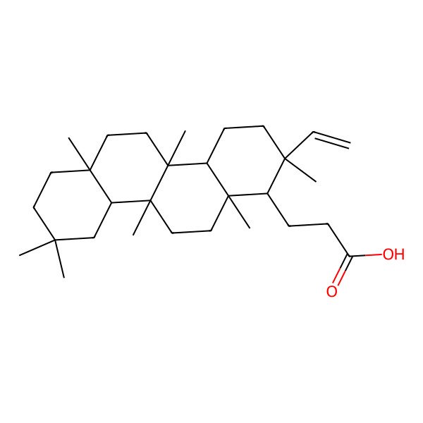 2D Structure of 3-[(1R,2R,4aS,4bR,6aR,10aR,10bS,12aS)-2-ethenyl-2,4b,6a,9,9,10b,12a-heptamethyl-1,3,4,4a,5,6,7,8,10,10a,11,12-dodecahydrochrysen-1-yl]propanoic acid