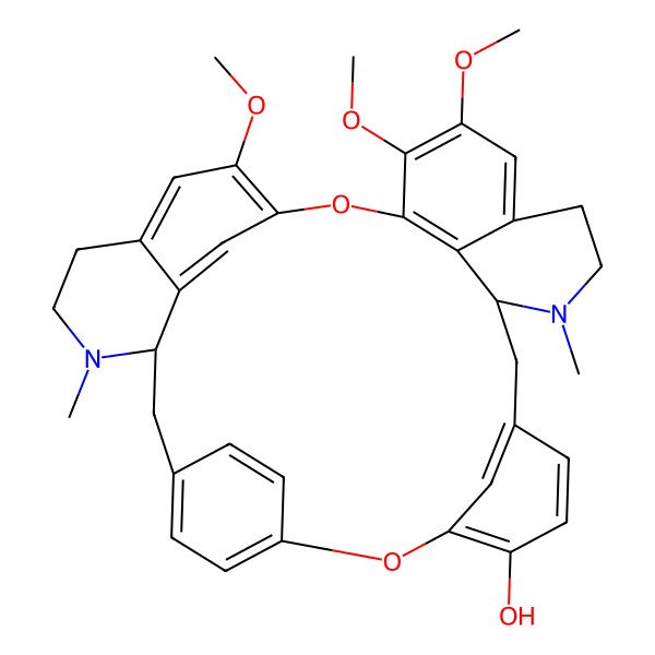 2D Structure of (4aR,16aR)-3,4,4a,5,16a,17,18,19-Octahydro-21,22,26-trimethoxy-4,17-dimethyl-16H-1,24:6,9-dietheno-11,15-metheno-2H-pyrido(2',3':17,18)(1,11)dioxacycloeicosino(2,3,4-ij)isoquinolin-12-ol