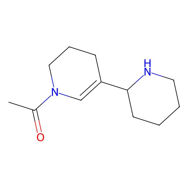 2D Structure of Pyridine, 1-acetyl-1,2,3,4-tetrahydro-5-(2-piperidinyl)-