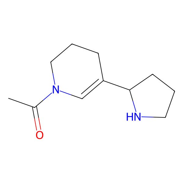 2D Structure of Pyridine, 1-acetyl-1,2,3,4-tetrahydro-5-(2-pyrrolidinyl)-