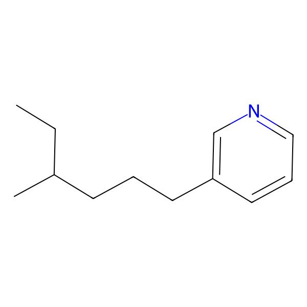 2D Structure of Pyridine, 3-(4-methylhexyl)