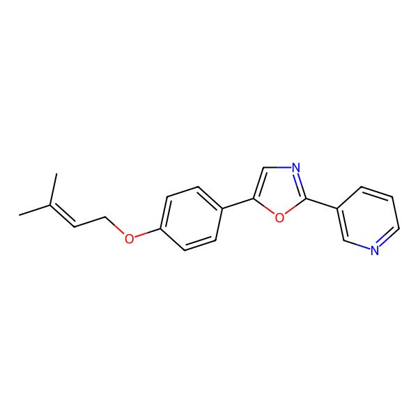 2D Structure of Pyridine, 3-[5-[4-[(3-methyl-2-butenyl)oxy]phenyl]-2-oxazolyl]-