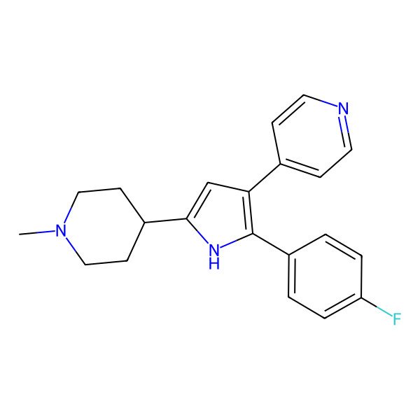 2D Structure of 4-(2-(4-fluorophenyl)-5-(1-methylpiperidine-4-yl)-1H-pyrrol-3-yl)pyridine