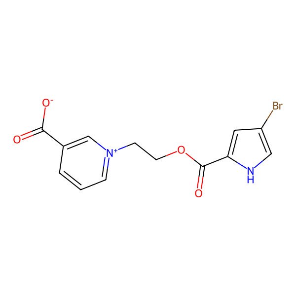 2D Structure of Pyridinium, 1-[2-[[(4-bromo-1H-pyrrol-2-yl)carbonyl]oxy]ethyl]-3-carboxy-, inner salt